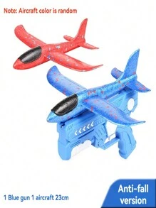 1 pièce Jouet avion en mousse pour enfants, planeur à éjection à bouton unique, pistolet de lancement pour intérieur et extérieur, jouet interactif parent-enfant pour garçons et filles, cadeau d'Halloween et de Noël (style et couleur d'avion aléatoires)