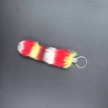 1 buc pandantiv nou cu coadă cu dungi din blană de iepure din imitație, cu pandantiv de pluș cu bilă de blană colorată, breloc drăguț, decor pentru geantă, accesorii auto, pandantiv pentru geantă, rucsac pentru școală, gotic Y2k