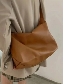 Túi đeo chéo đa năng dung tích lớn dành cho phụ nữ, Túi tote thường ngày phong cách mới, Túi đeo vai dạng hốc, Thích hợp cho học sinh đi học, đi làm, Di động hàng ngày - màu nâu - Xem 3