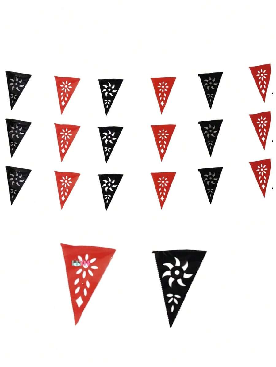 Banderin de Plastico Dia de Muertos Fiesta Decoracion Halloween Banderines 5m Negro - Naranja - Ver 1