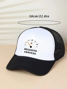 1pc Breathable Mesh Letter 'necesito' Printed Baseball Cap, Adjustable Unisex Trucker Hat For Outdoor