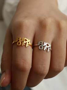 1Pc Punk Style Letter Open Cuff Bangle Bracelet, 18K Gold-Plated Stainless Steel Open Adjustable Bracelet, Unisex Jewelry Fashion Accessories