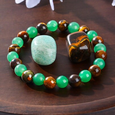 3PCS Lucky Charm Money Bracelet - Attracts Wealth, Abundance & Prosperity With Green Aventurine And Tiger Eye Gemstones - Unique Gift For Success And Good Fortune