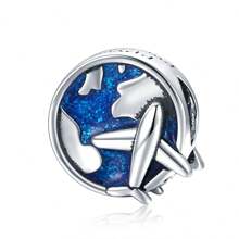 bamoer 1 PC 925 Prata Esterlina Delicado Estrelas Lua Pingentes Viagem Charme Azul Contas Fit Pulseira Original Pulseira DIY Jóias