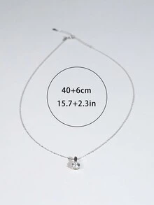 1 件 925 纯银镀玫瑰金/白金叶形锆石优雅吊坠项链，适合约会和日常佩戴 - 銀色 - 查看 8