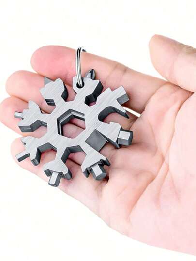 1 件雪花形不锈钢多功能开瓶器、螺丝刀、扳手套装、男士圣诞礼物、露营工具、送给爸爸、丈夫、爷爷、女儿的独特礼物 - 颜色随机