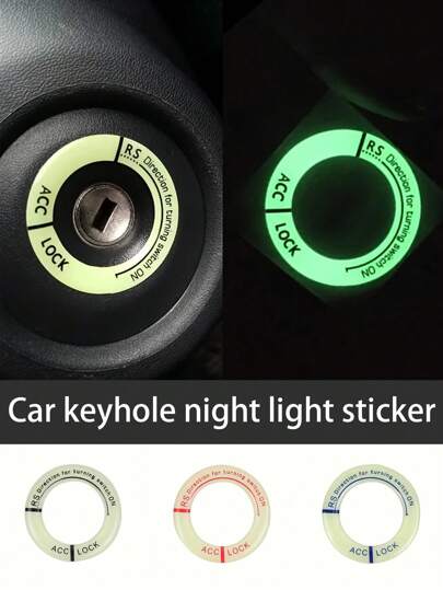 1pc Luminous Ignition Switch Sticker, Glow In The Dark Key Ring Decal For Car And Motorcycle