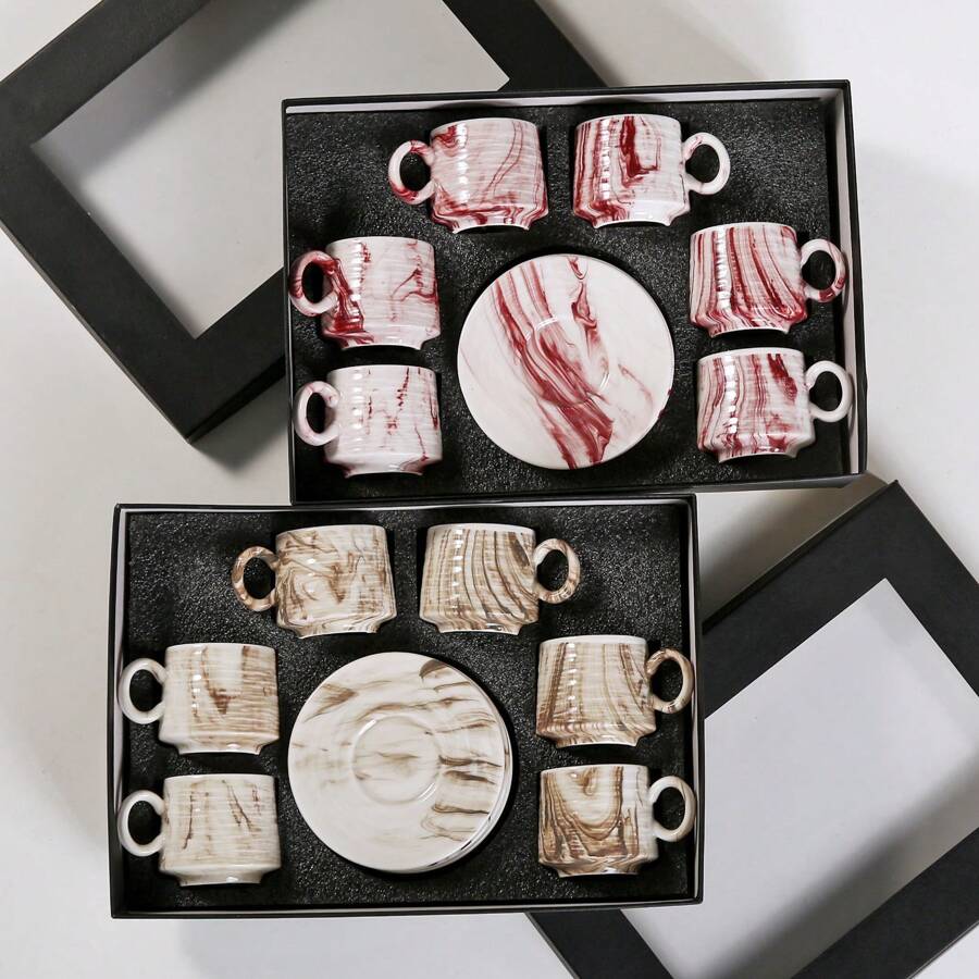 90ml/3.2oz Ceramic Espresso Coffee Cup And Saucer Set, Turkish Coffee Cup And Saucer Set