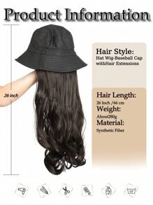 26 英寸长卷发波浪假发，带帽子，价格实惠，假发替换发，适合初学者，可随时佩戴