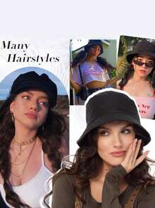 26 英寸长卷发波浪假发，带帽子，价格实惠，假发替换发，适合初学者，可随时佩戴