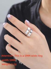 1 件不锈钢首字母 A-Z 可调节开口戒指，男女通用简约时尚珠宝礼物 - 字母 - 查看 8