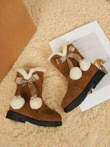 Girls' Boots, Princess Snow Boots, Winter Slip On High Tube Warm And Plush Fashionable, Elegant, Simple And Cold Proof European And American Style Boots - Brown - View 5