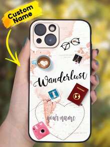 1 pieza Funda de teléfono personalizada con nombre, funda de teléfono de TPU, funda de teléfono personalizada con nombre, funda de teléfono inspirada en el viaje, protección a prueba de golpes para tu teléfono, serie de teléfonos, funda para Phone Pro /Pro Max/X/ XR/XS/ XS Mini/Max, regalo único para ella/él, novio, novia, amante, esposa, esposo, ideal para el Día de San Valentín, el Día de la Madre, cumpleaños, aniversarios, graduación, bodas, Día del Padre