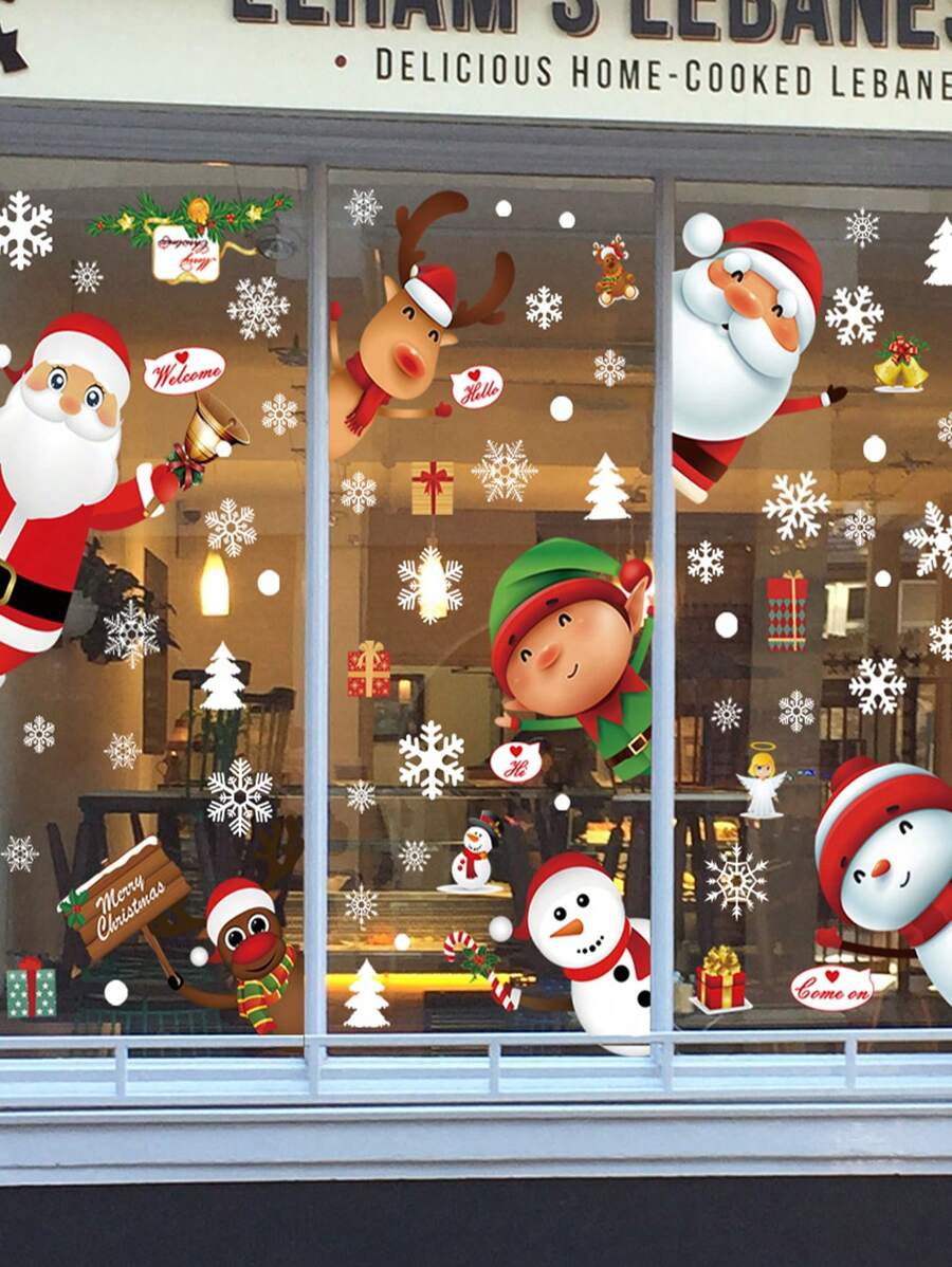 1 Bộ đồ trang trí tiệc Giáng sinh các loại Ông già Noel, Tuần lộc, Người tuyết Miếng dán cửa sổ Đồ trang trí Giáng sinh Đồ trang trí Giáng sinh Đồ trang trí Giáng sinh - Nhiều màu - Xem 1