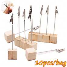 10Pcs/Bag Wedding Party Table Memo Photo Card Holder Cube Base Alligator Clips,Christmas - Wood - View 2
