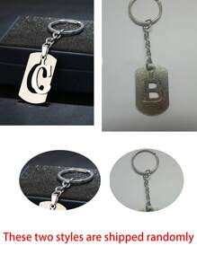 1pc Stainless Steel Letter Charm Key Chain Letters Keychain Men Keychain Couple Gift Jewelry Car Key Ring,A-Z Letter Double Layer Keychain,Simple Letter Jewelry Accessories,Tag Key Chain Ring Bag Backpack Charm Women Men(Keychain Style Random) - Silver - View 10
