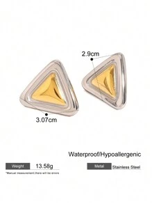 1 paire Boucles d'oreilles géométriques, Boucles d'oreilles en acier de titane exquises à double anneau, Boucles d'oreilles minimalistes en forme de croix, Petits anneaux de deux couleurs, Cadeaux quotidiens pour Noël et fêtes