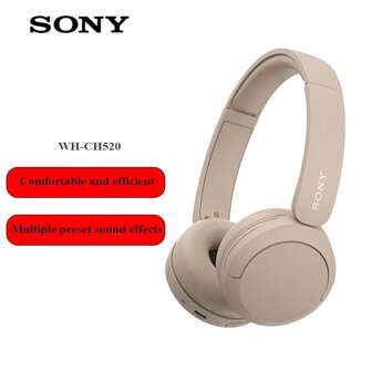 Sony Wireless Bluetooth Headphones WH-CH520, Comfortable Wearing, Stereo Music Headphones, High-Quality Sound For Computer & Smartphone (Beige)