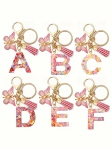 1pc Monograma Letra Inicial Chaveiro Bonito Borboleta Chaveiro Anel Para Carteira Bolsa Fone De Ouvido Estojo Presente Chaveiro Acessórios Pequenos Presentes Y2K