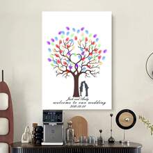 1 Stück Kreative Fingerabdruck DIY Finger Malerei Hochzeitsfeier Firmen Jahrestreffen personalisierter Fingerabdruck Anmeldung Baum, erhöht den Spaß, dekorative Malerei, Wohnzimmer, Schlafzimmer, Dekorationsposter, denkwürdig, bedeutungsvoll, Leinwand, ohne Rahmen, Valentinstag, Valentinstag Dekoration, Multifunktional, schimmelresistent, ornamental, exquisit, stilvolle, ideale Geschenke für sie, ihn, Freund, Freundin, Vater, Mutter, Familie, Freunde, Küche, Esszimmer, Schlafzimmer, Büro, Wohnzimmer, Zuhause, Garten, Teeraum, für Jahrestage, für Geburtstage, für Einweihung, für Abschluss, Weihnachtsdekoration, Herbst Zuhause Auffrischung, skandinavisch gemütliches Zuhause, warme Atmosphäre