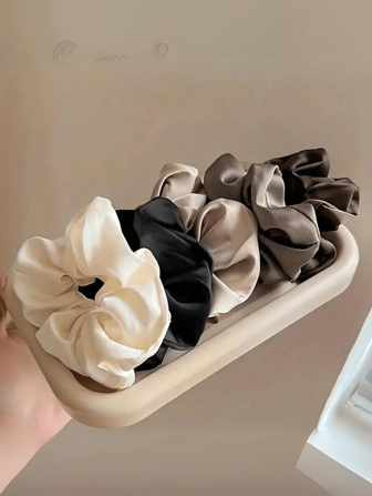 2/3/4/5 件丝滑缎面发圈发饰，芭蕾发髻夹，适合各种发量，适合女孩和女孩的多种场合，秋冬