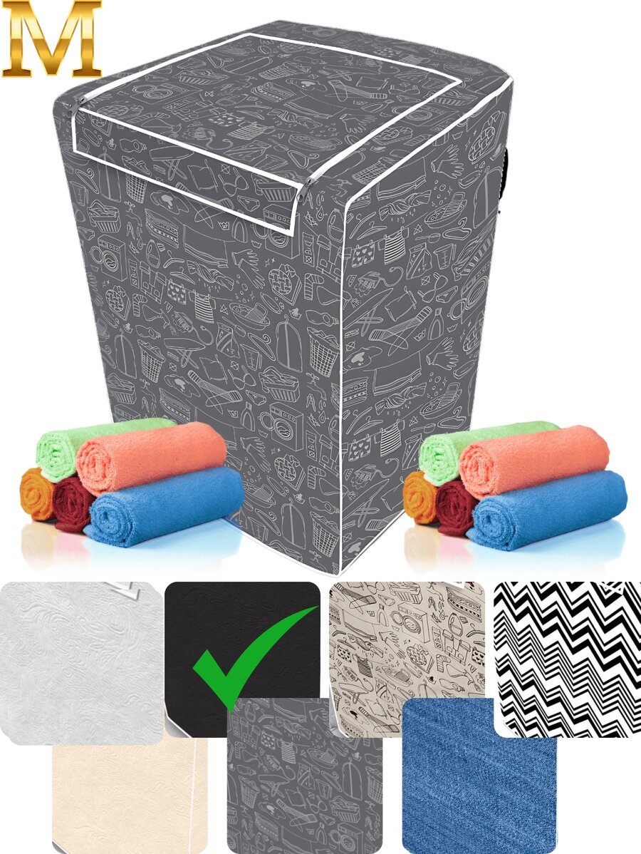 Washing Machine Cover With Top Opening Zipper Protector Samsung Brastemp Consul Eletrolux Continental - Black M - View 1