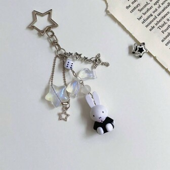 1pc Rabbit Keychain, Phone Charm, Car Key Chain, Backpack Hanging Decor, Bag Accessory, Gift Car Accessories Bag Charm School Star Cartoon Cute Goth Y2k