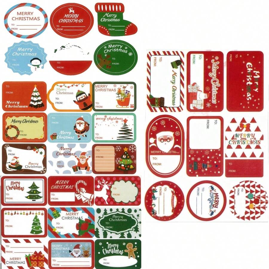 圣诞礼物标签礼品贴纸（1 套，10 件），圣诞礼物名称标签，用于圣诞礼物装饰 - 彩色 - 查看 1