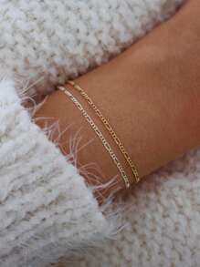 FOREVER QUEEN 1 件 925 纯银细费加罗链手链可调节手链优雅珠宝礼物适合女士和女孩