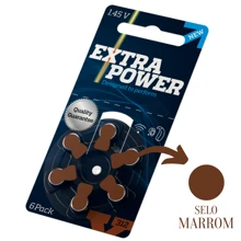 6 Pilhas EXTRA POWER para Aparelho Auditivo - tam 312 - SELO MARROM