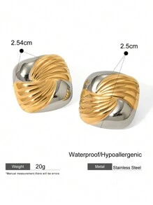 1 paire Boucles d'oreilles géométriques, Boucles d'oreilles en acier de titane exquises à double anneau, Boucles d'oreilles minimalistes en forme de croix, Petits anneaux de deux couleurs, Cadeaux quotidiens pour Noël et fêtes