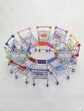 1pc Mini Shopping Cart, Mini Supermarket Storage Tool Decor, Mini Shopping Cart For Office Desktop Decoration, Christmas &