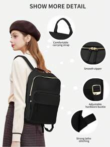 Laptop Backpack For Womens Fits 14/15 Inch Laptop, Fashion Waterproof Lightweight Book Bag For Travel Work Business Teacher Nurse Computer Bag With Computer Compartment, Stylish Ladies & Girls Backpacks Purse, Daypack School Backpack For Girls, - Black - View 3