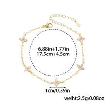 1pc Fashionable Minimalist Cubic Zirconia Bracelet, Waterproof, With 18K Gold Plated Miniature Flower Pendant, Women's High-End Jewelry Gift, Luxury Ladies Bracelet Valentines,Mom,Mother,Mother's Day,Gift