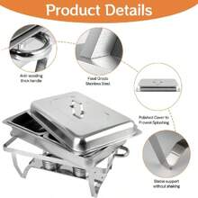 BriSunshine Chafing Dish Set, Wärmebehälter für Speisen, 9L Edelstahl Warmhaltebehälter Essen, Speisenwärmer für Buffet, Partys, Hochzeiten (4PCS, 8 x GN 1/2)