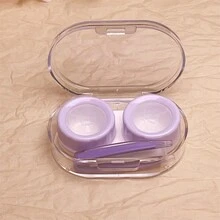 1 件简约透明便携式隐形隐形眼镜盒，带镊子、小杆和夹子、收纳盒 - 紫色 - 查看 4
