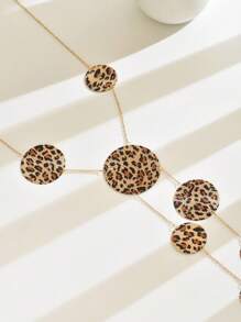 1 件简约时尚新款创意豹纹 Y 形长项链，朋克风格，秋冬