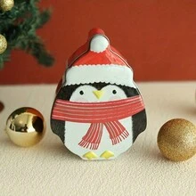 1 件迷人企鹅和雪人圣诞糖果罐、圣诞老人饼干盒 - 适合节日零食、生日和派对礼物 - 彩色 - 查看 5