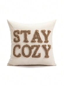 1 件“保持舒适”刺绣抱枕套、家用沙发垫套、装饰枕套，适用于卧室和客厅装饰