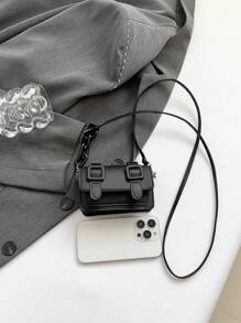 Bolso cruzado de mujer en forma de lápiz labial de moda para otoño/invierno 2024, bolso de hombro pequeño y versátil con diseño de - Negro - Ver 10