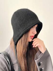 1pc Women Knitted Bucket Hat, Solid Color, Fashion & Versatile, Warm Earflap Cap, Suitable For Going Out, Autumn/Winter - MM1531 - View 17