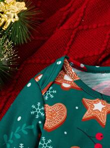 Baby Boy Christmas Snowman & Candy Cane Print Romper