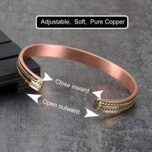 Twisted Pure Copper Magnetic Bracelets Handmade Braided Benefits Adjustable Open Cuff Bangles Women 8.3mm Wide Health Energy Jewelry - Handmade Twisted - View 5