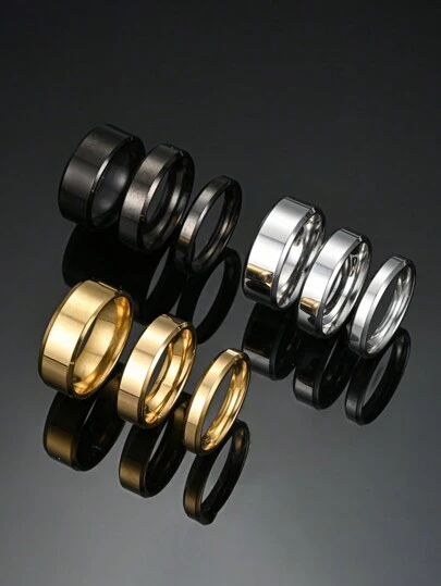 3st minimalistiska titanstålringar i storlekarna 4 mm, 6 mm, 8 mm - Lämplig för män och kvinnor, ingen missfärgning eller deformation, perfekt för alla hjärtans dag-present, fest och daglig klädsel