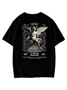 Men's Oversized T-Shirt Streetwear Street Style Premium 100% Cotton Turtleneck Unisex New Arrival - 黑色 - 查看 1