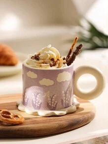 1 Stück Vintage Blumenmuster Keramikbecher, hochwertige Trinkware mit großem Fassungsvermögen für Zuhause, Frühstück, Milch & Kaffee, Geschenk für Freunde