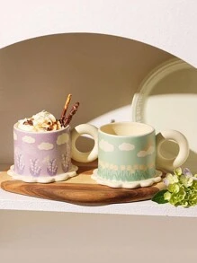 1 Stück Vintage Blumenmuster Keramikbecher, hochwertige Trinkware mit großem Fassungsvermögen für Zuhause, Frühstück, Milch & Kaffee, Geschenk für Freunde