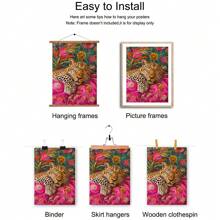 1pc Unframed Cute Sleeping Leopard Canvas Poster Colorful Floral Animal Art Painting Print Wall Picture For Dorm,Apartment,Living Room,Bedroom,Modern Home Decoration - Multicolor - View 7