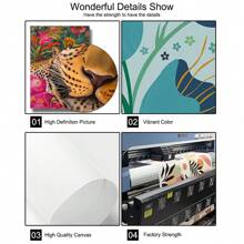 1pc Unframed Cute Sleeping Leopard Canvas Poster Colorful Floral Animal Art Painting Print Wall Picture For Dorm,Apartment,Living Room,Bedroom,Modern Home Decoration - Multicolor - View 6