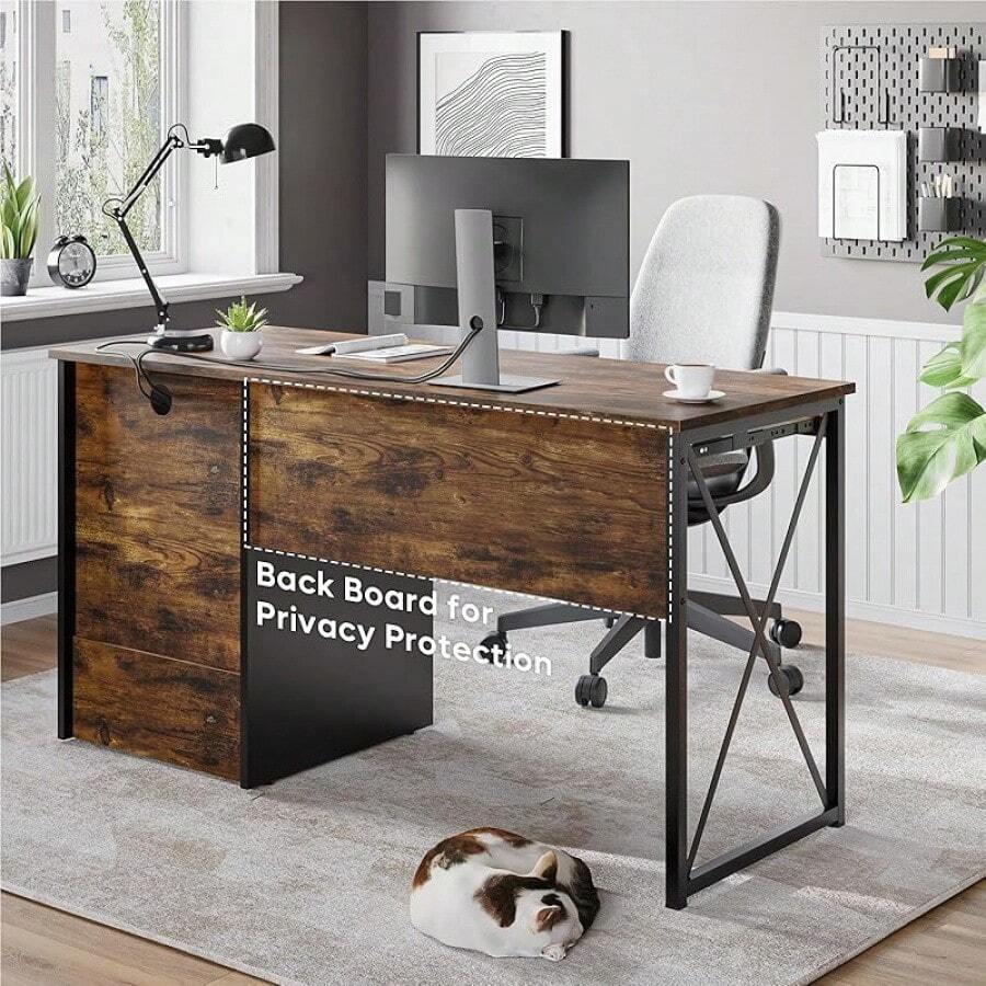 Bestier Office Desk With Drawers, 55 Inch Industrial Computer Desk With